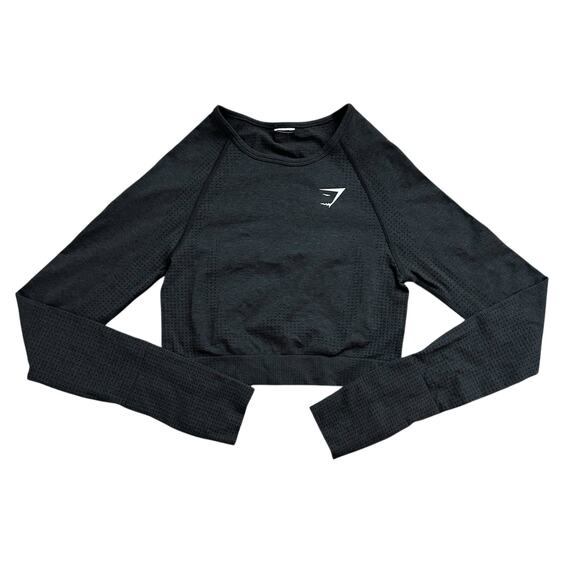 Gymshark black long-sleeve crop athletic top - Picture 1 of 6